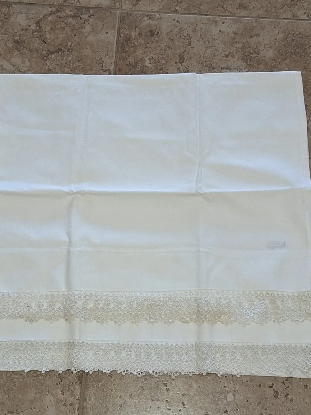 Vintage 2 Pillowcases with White Circles Edging